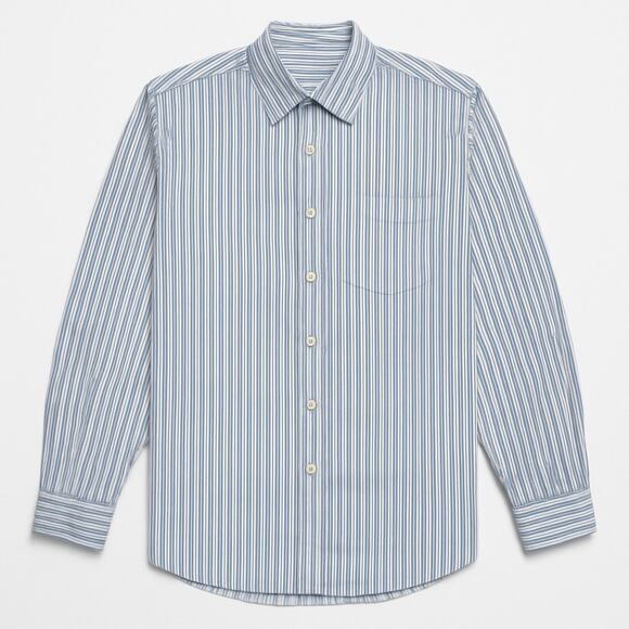 Banana Republic Classic XXL Tall Linen Cotton Shirt Blue White Stripe Long Sleev - Picture 1 of 13
